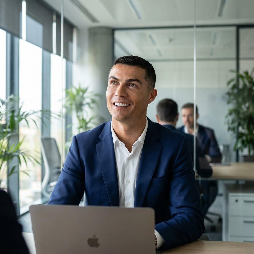 阳光洒落的现代办公室商务精英肖像