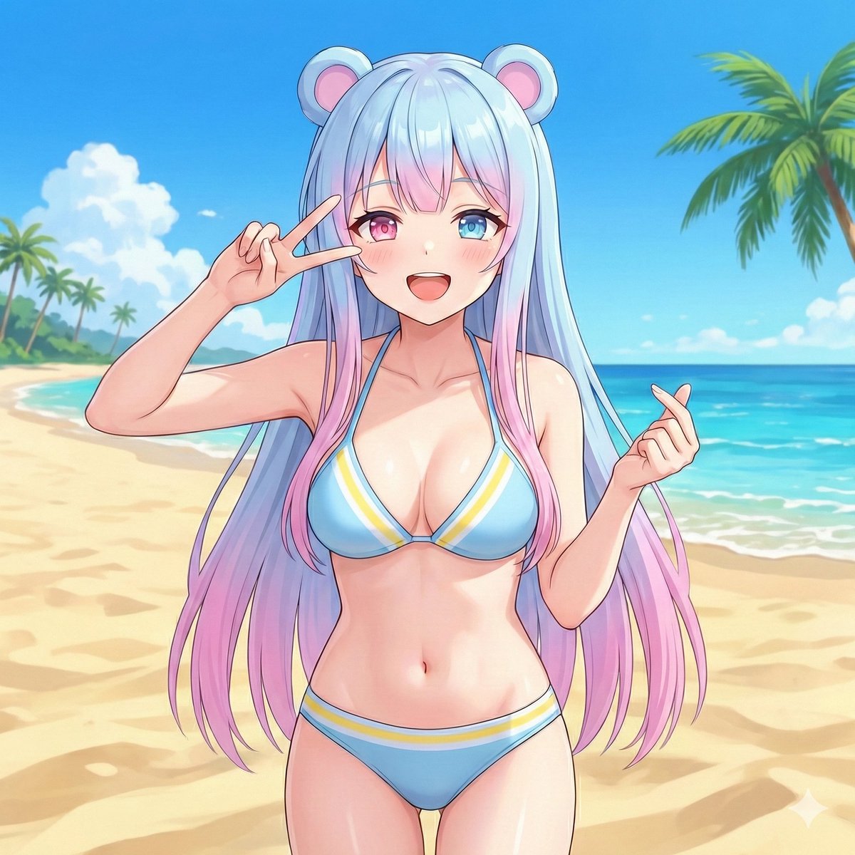 阳光沙滩上的比基尼少女