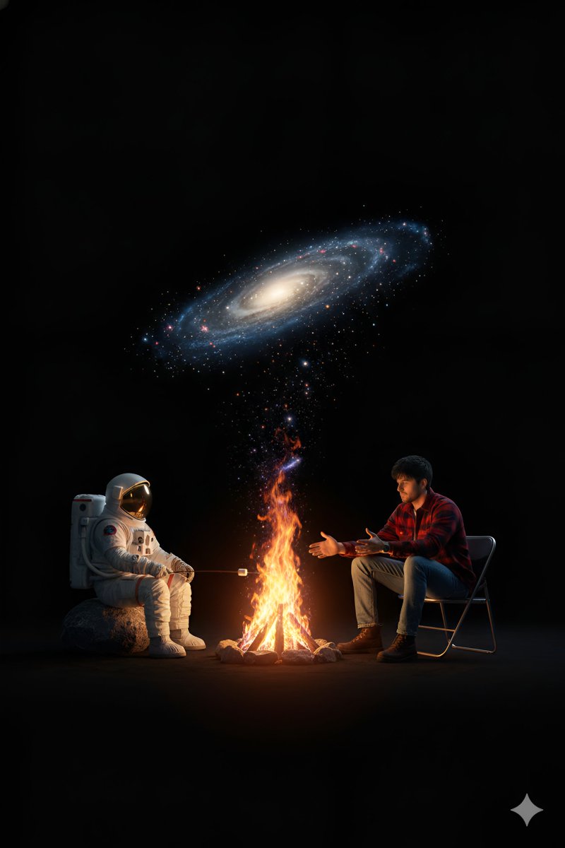 虚空篝火与星河下的两人