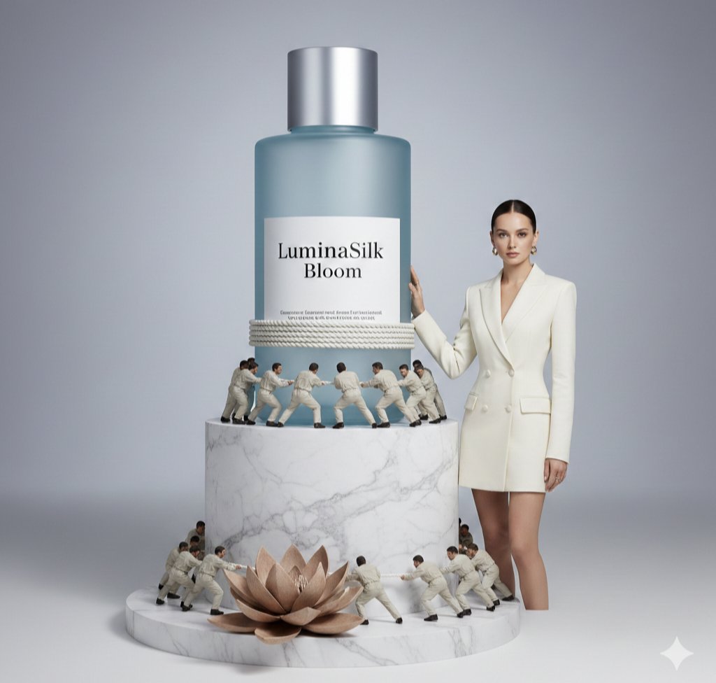 LuminaSilk Bloom 香水瓶超现实广告
