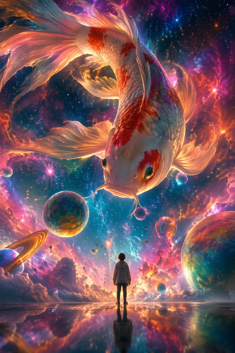 星云中的巨鲤与小人