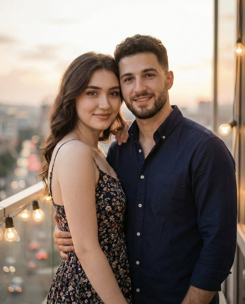 暖光氛围下的甜蜜情侣真实生活照