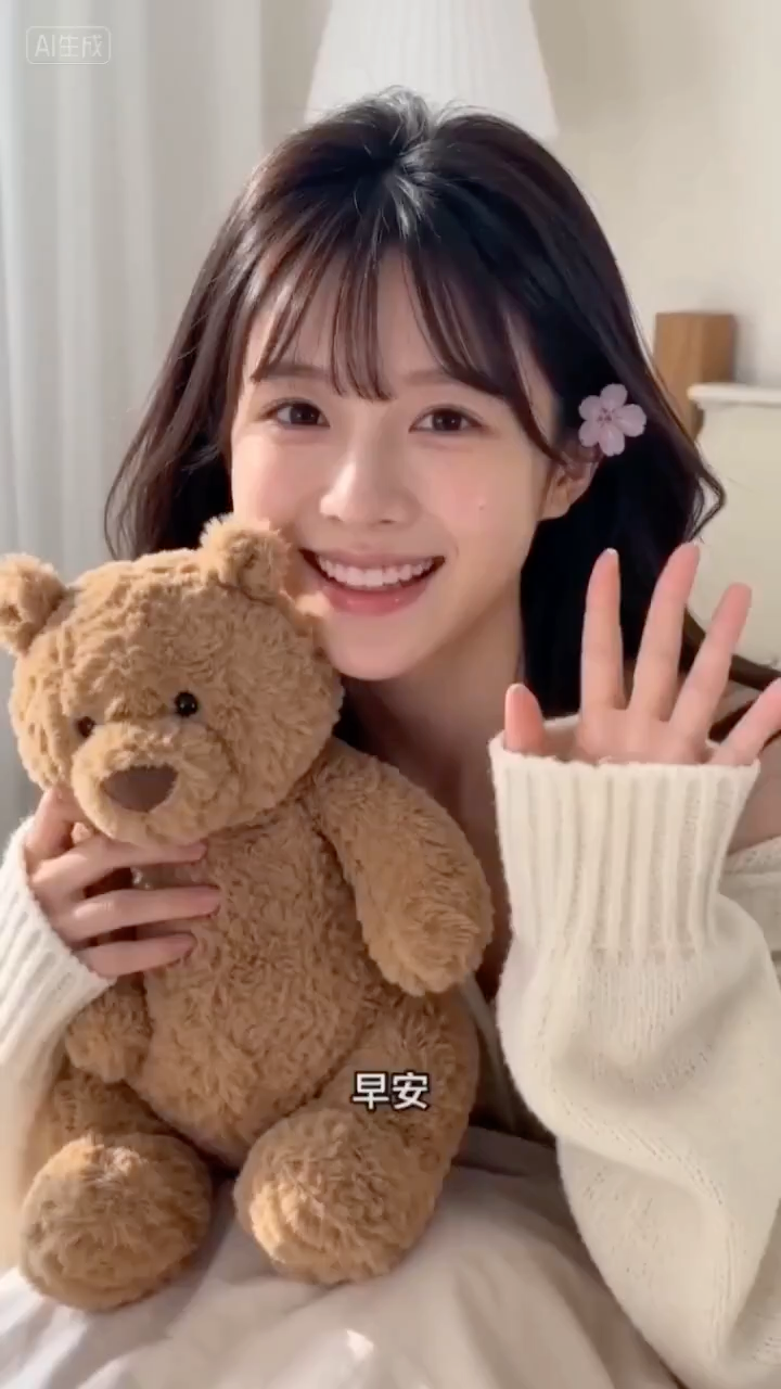 慵懒晨光中的甜美少女