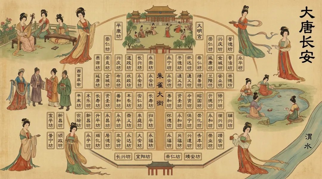 唐代长安地图插画
