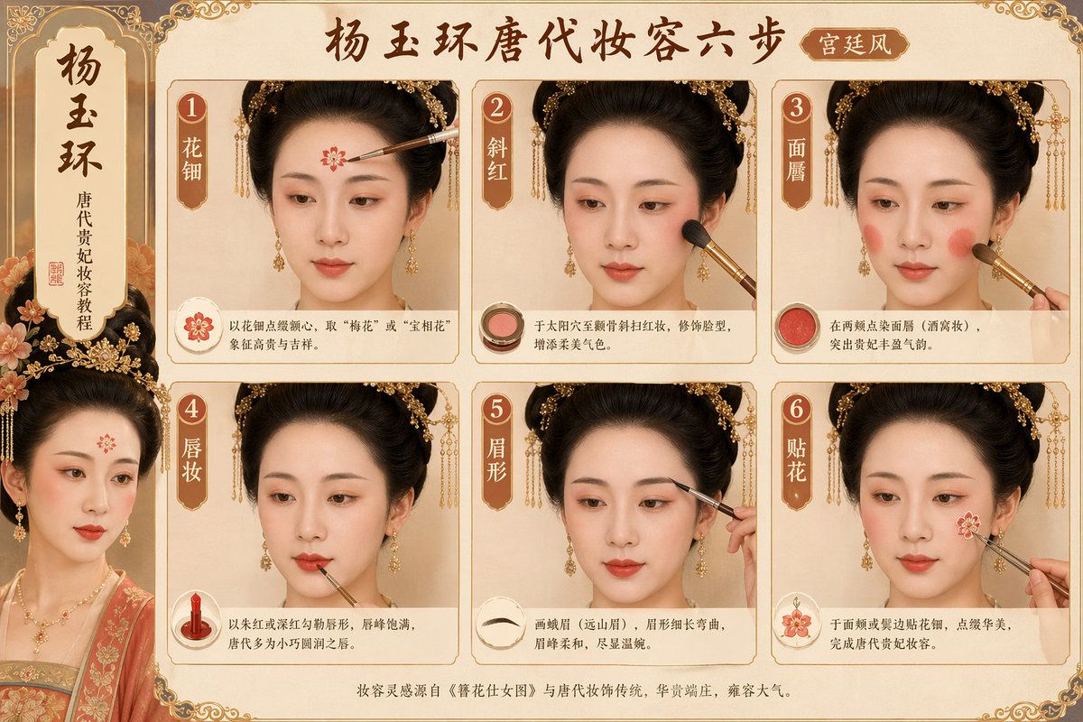 杨玉环唐代妆容六步
