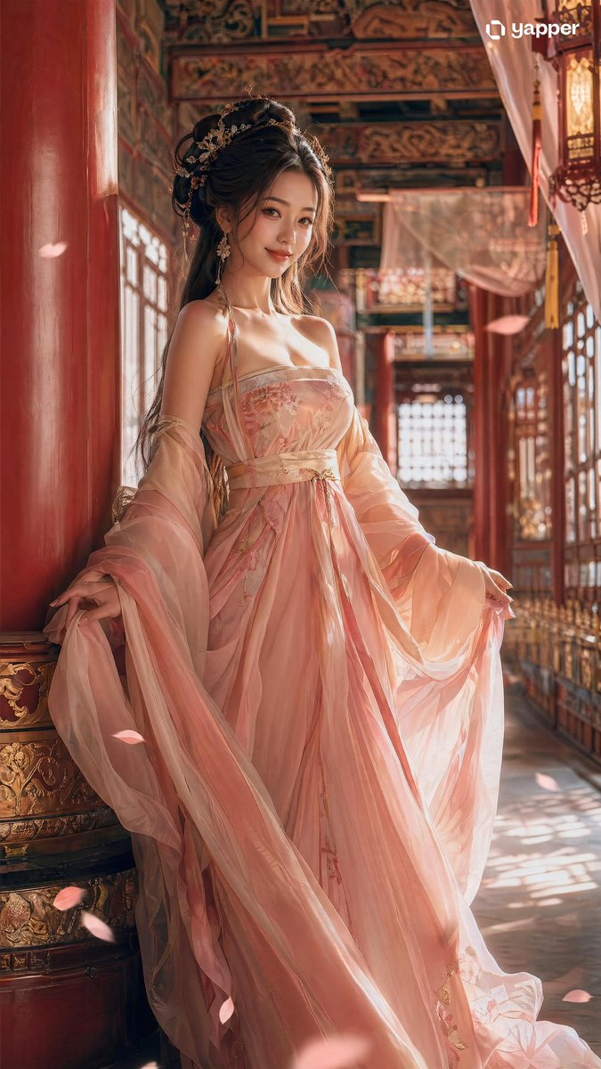 皇宫里的唐风汉服时尚人像
