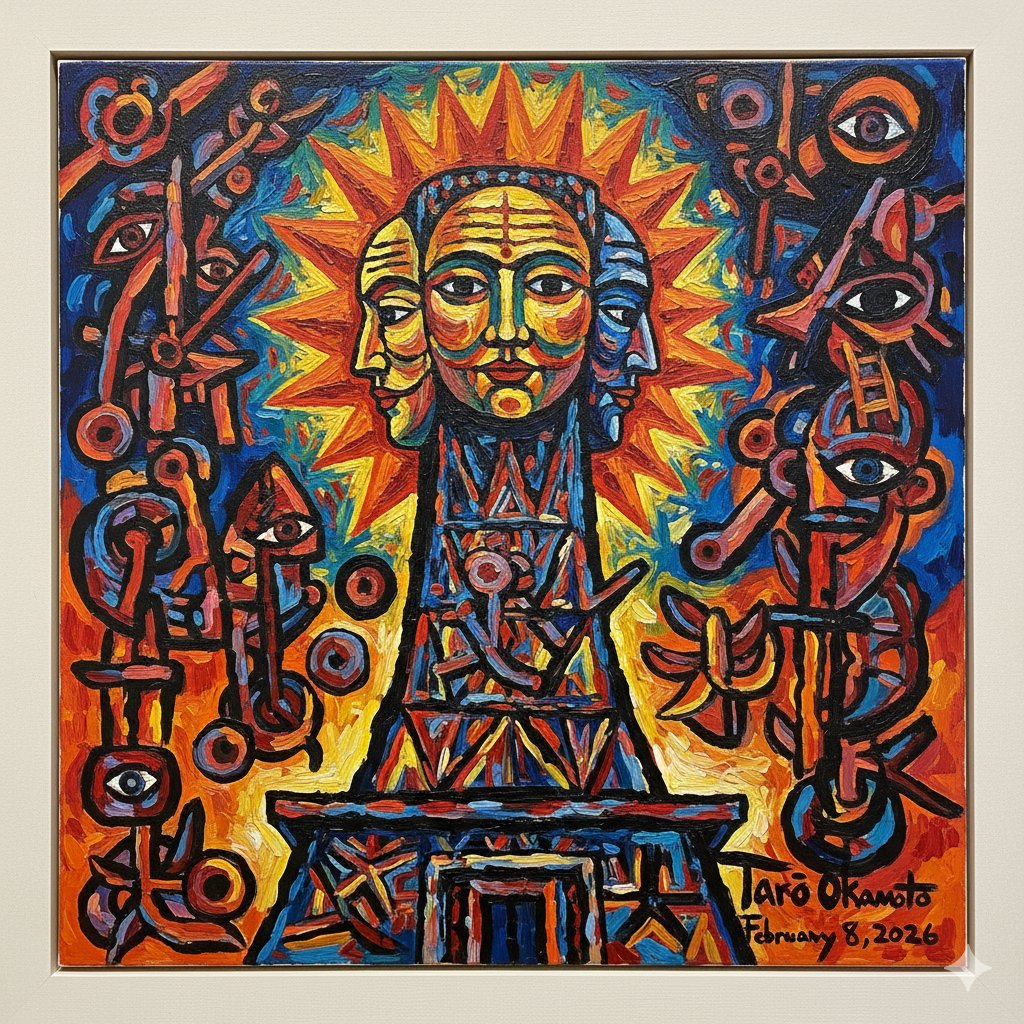 太阳塔·冈本太郎风格画作