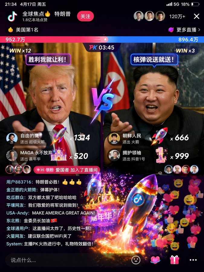 特朗普金正恩抖音直播打PK