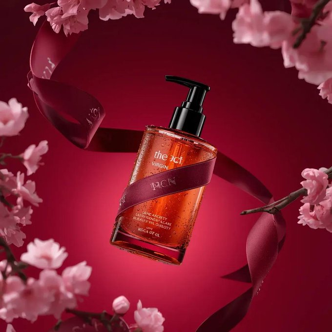 超写实奢华琥珀色悬浮精油瓶摄影