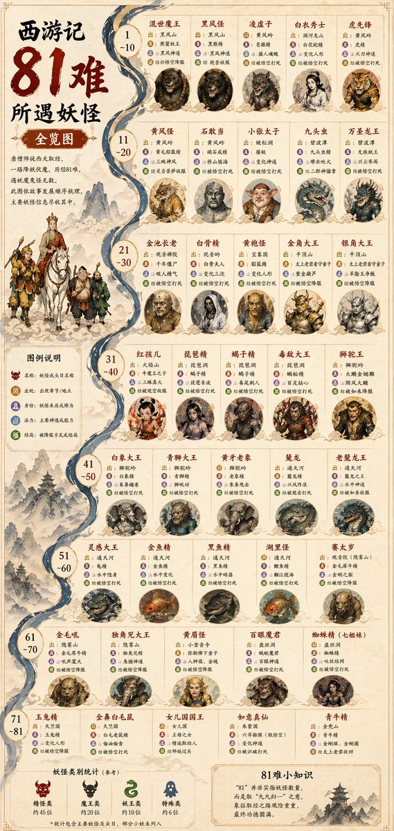 西游记八十一难妖怪图鉴时间轴