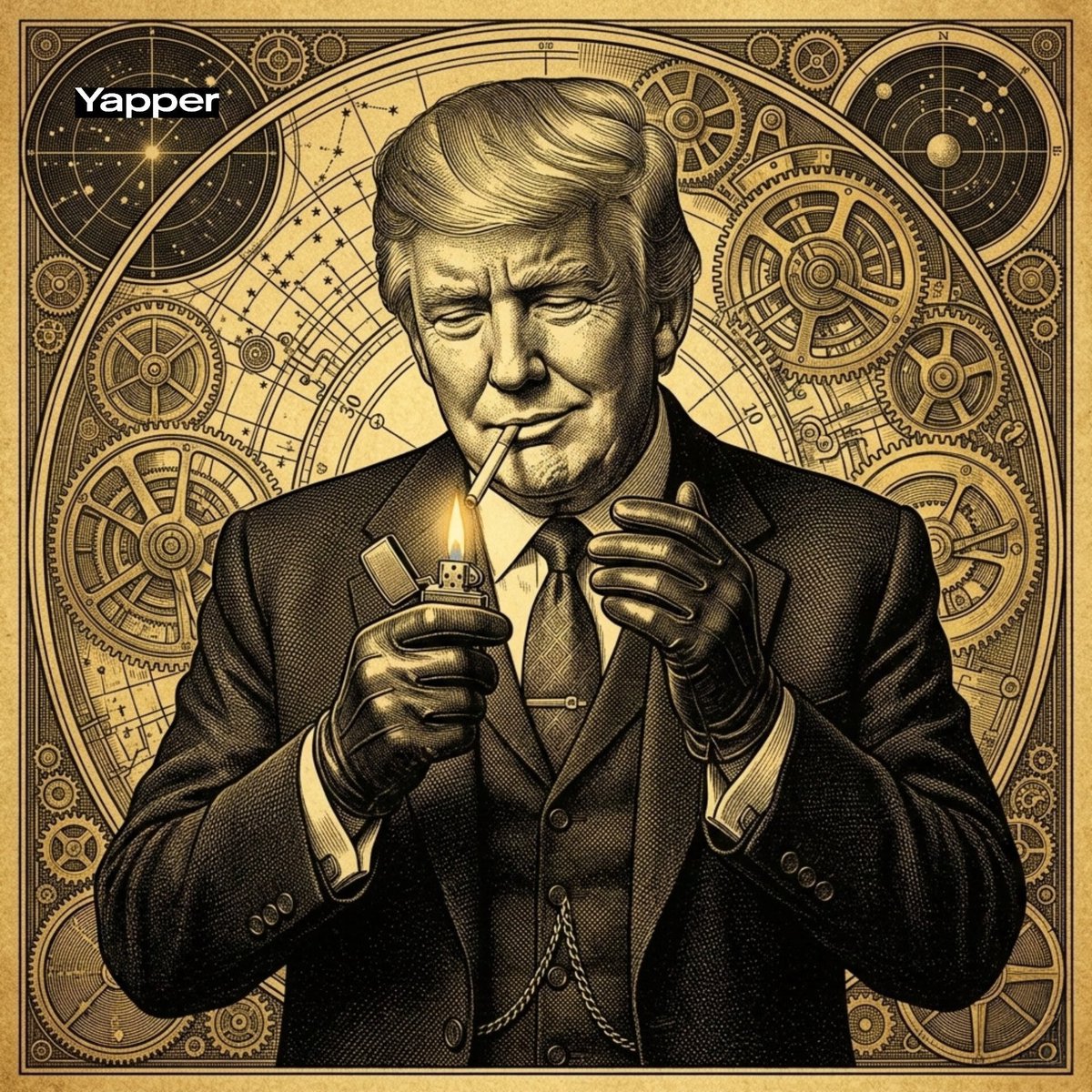 唐纳德·特朗普复古雕刻插画