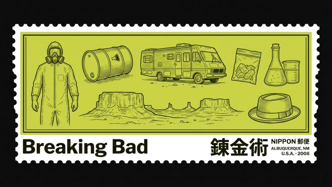 复古电影主题雕刻风格邮票