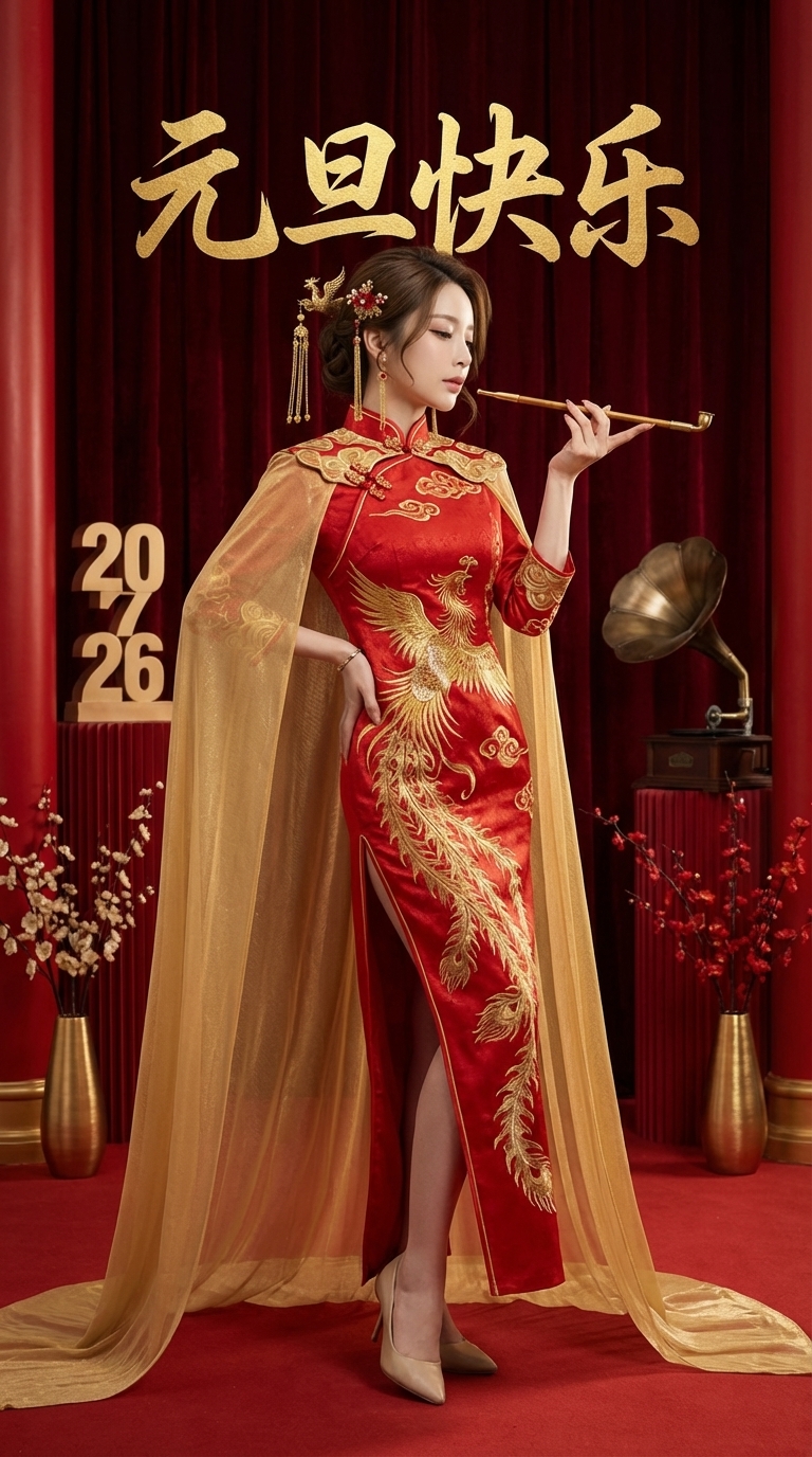 凤凰旗袍元旦照