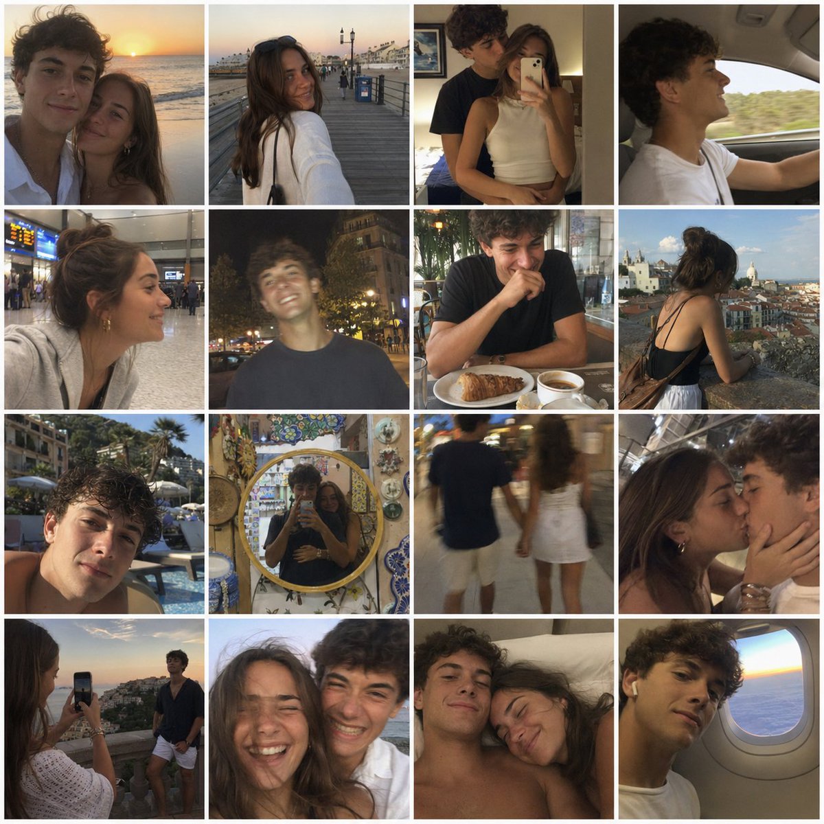 情侣度假复古手机自拍网格