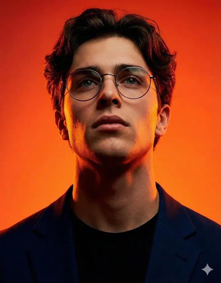 暖橙光影下的知性绅士