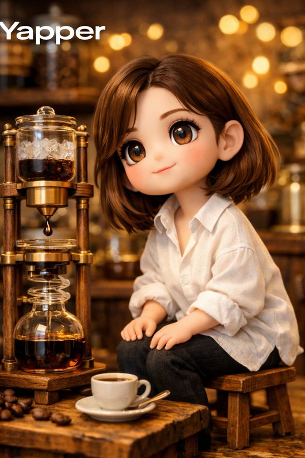 暖调复古咖啡馆微缩世界里的治愈系少女