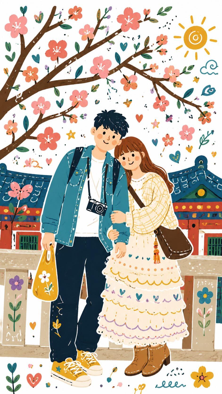 童趣涂鸦民俗扁平插画