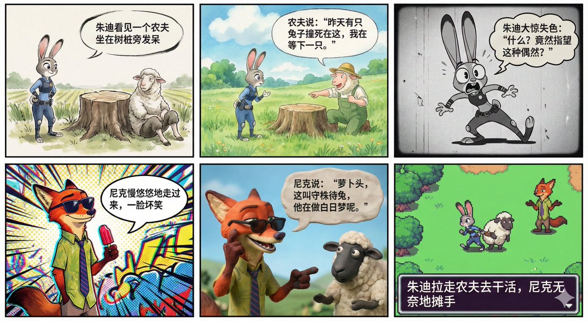 朱迪警官与尼克的守株待兔漫画