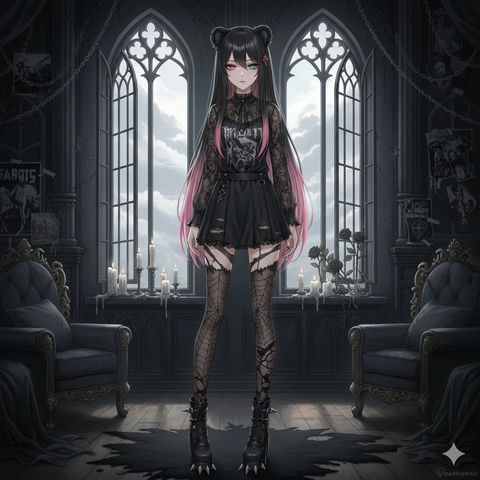 黑粉交织的死亡芭比娃娃