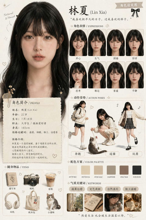角色设定海报：表情与动作图鉴 | catchmeta