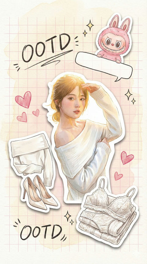 高级时尚插画贴纸情绪板