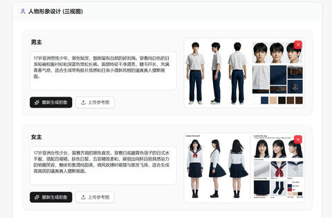 专业角色三视图设定参考图