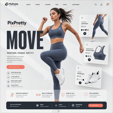 PixPretty Active 运动服动态着陆页