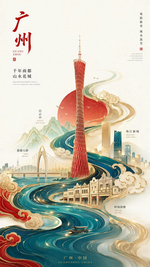 新中式极简·广州城市海报