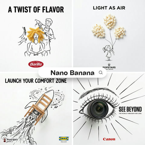 真实物体与手绘涂鸦的极简创意融合