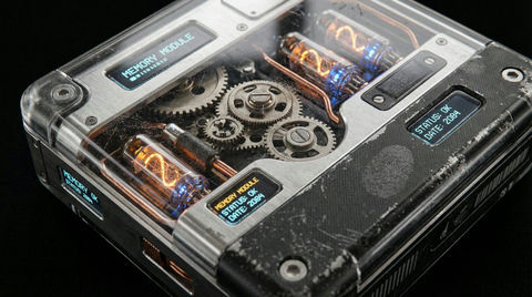 复古磁带风格的未来科技设备