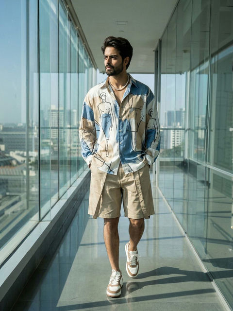 都市光影下的型男走廊时尚大片