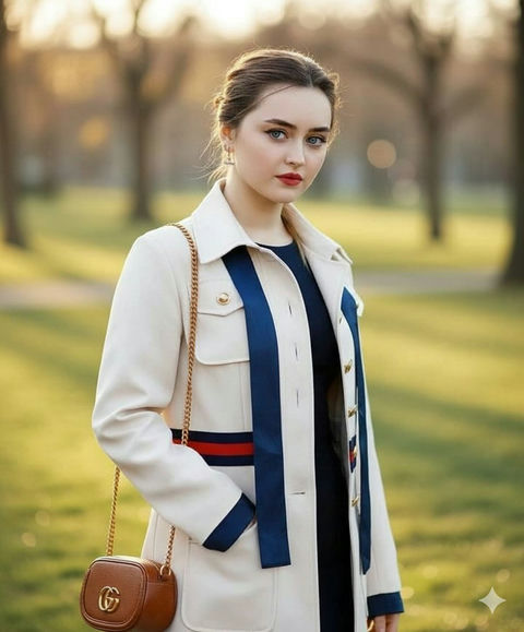 蓝眸红唇风衣女的顶级杂志大片