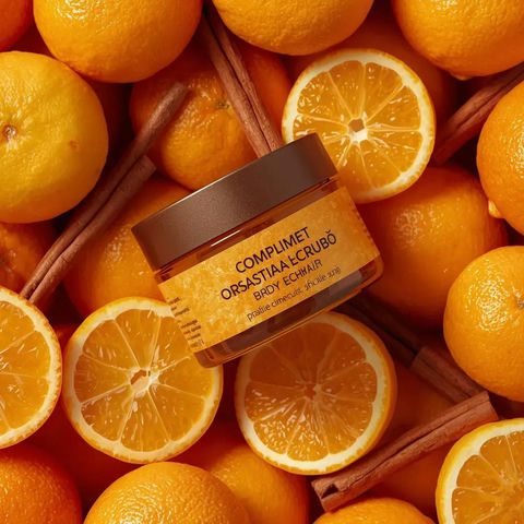 温暖秋日的鲜橙肉桂玻璃罐